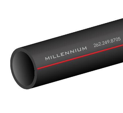 2.00" HDPE, SDR 13.5, Black w/ Red Stripe, Empty